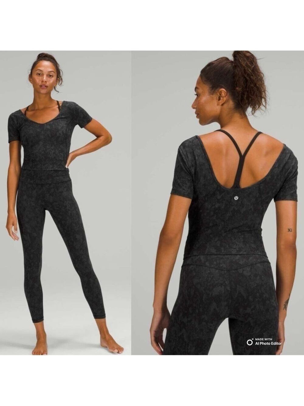 Lululemon Align T-shirt: Hideaway Camo Deep Coal Multi
